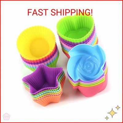 Silicone Cupcake Liners for Baking, 24Pcs Reusable Muffin Cups Greaseproof Muffi