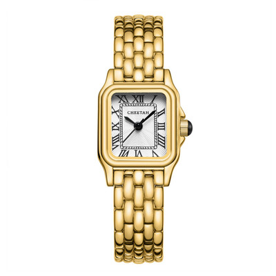 CHEETAH Damen Armbanduhr Vintage Rechteck Gehäuse Römisches Zifferblatt