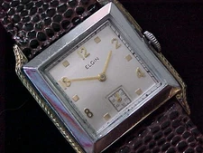 True Art Deco Elgin Tu Tone Hinged Case Mens Wristwatch Excellent Dial 17 Jewels