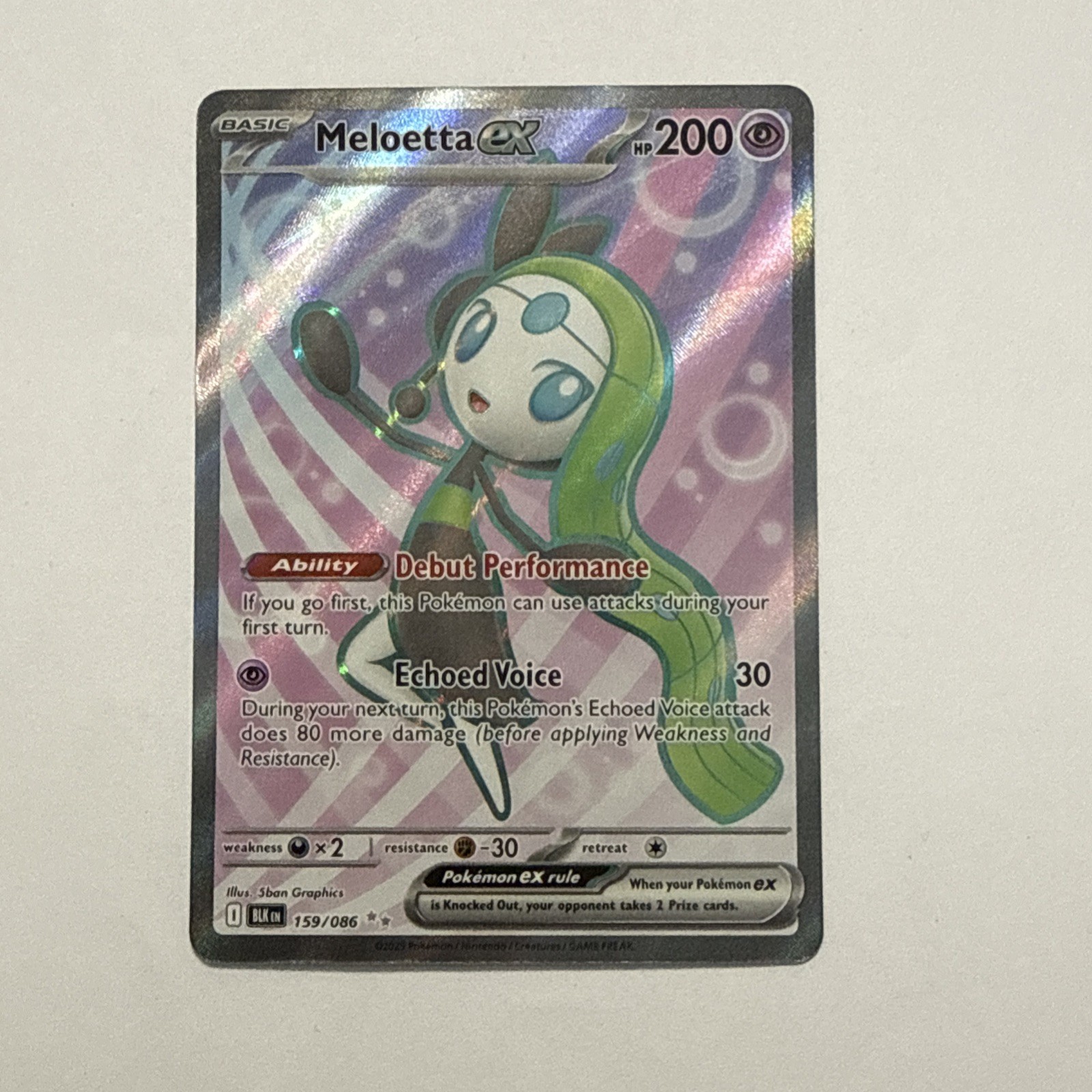 Meloetta ex 159/086 Pokemon Sv: Black Bolt Holo Full Art NM