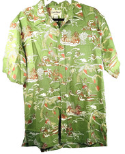 Cooke Street Vintage Aloha Shirt Size M Hawaiian Surfer Floral Logo Buttons