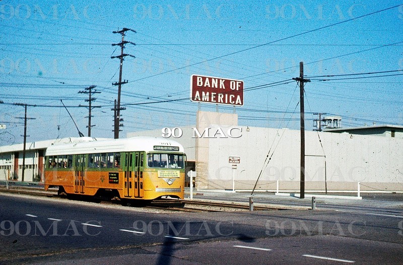 LATL. PCC CAR #3017. Vernon (CA). Original Slide 1956.