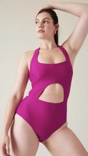 NWT Athleta Size L Daybreak Alicia Keys Swimsuit Cutout One-Piece Halter Monokin
