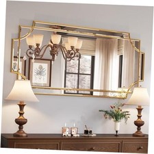 Gold Traditional Mirror for Wall, Art Decorative Beveled Full 48"L x 24"W