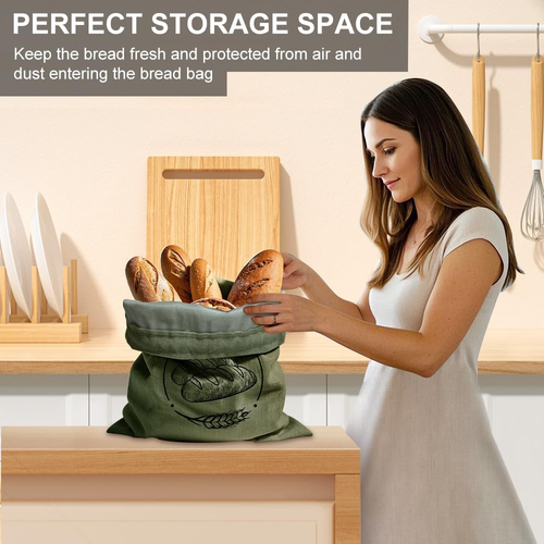 Linen Reusable Bread Bags for Homemade Bread & Sourdough - 2 Pack Breads Bags - - Bild 5 von 12