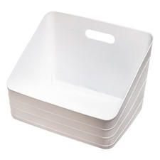 Wide Plastic Slanted Closet Organizer Bin with Handle, Arctic White
