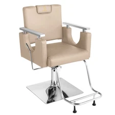 Barber Chair Reclining Salon Chair Height Adjustable Hair Chair 360 Swivel Gray