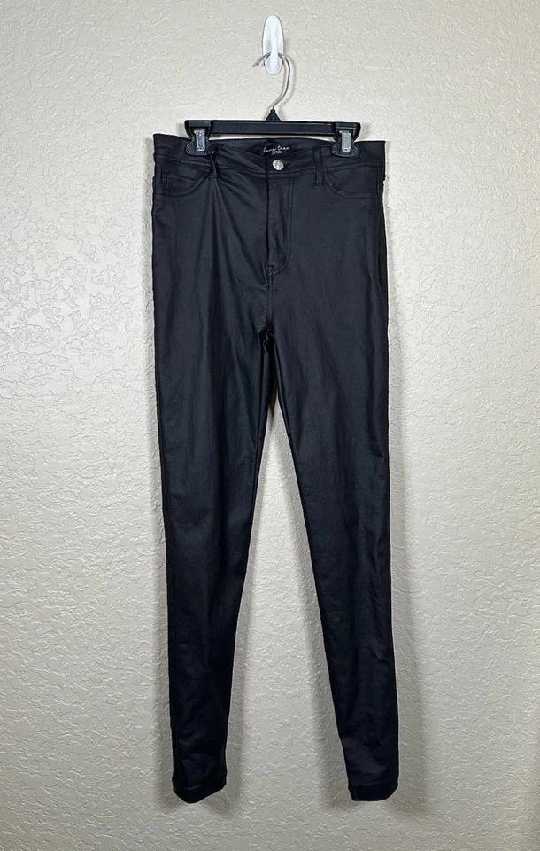 Pantalones Love Tree Denim Imitación Cuero Plisado Negros Y2K Otoño Mujer’s Talla M Medianos Foto 3 de 4