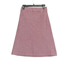 The Scotch House Burgundy Houndstooth Wool A-Line Mini Skirt Women's EU 38 US 8