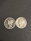 2 - 1923 US Mercury SILVER Dime Coin Philadelphia Mint Early Date 90% Coins