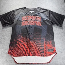 Roman Reigns Baseball Jersey Men 4XL Black ProSphere WWE Tribal Tattoo OTC AOP