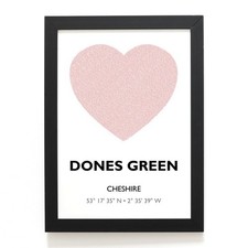 A4 PRINT - Dones Green, Cheshire - Word Heart Design - SJ6077