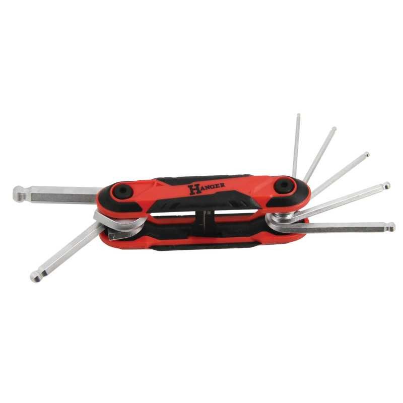Jeu de clés mâles couteau HANGER 250115 en acier 6 pans pliables