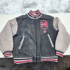 Authentic Disney Store Mickey Mouse Vintage Denim Varsity Bomber Jacket Sz Small