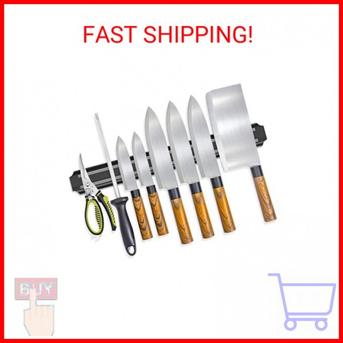 Magnetic Knife Holder, 15in Stainless Steel Modern Black Magnetic Knife Strip fo