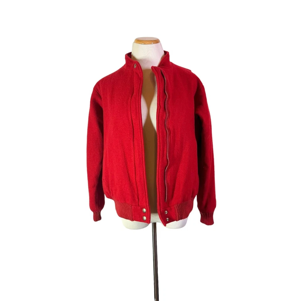 Vintage 1980s L.L. Bean Size M Red Thick Wool Jacket Full Zip - Image 2 of 4