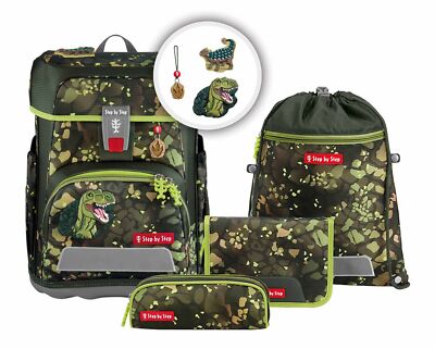 Step by Step Cloud Schulranzen-Set 5-teilig Dino Torex olivgrün Neu
