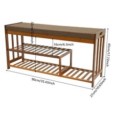 Bamboo Shoe Bench with Padded Seat