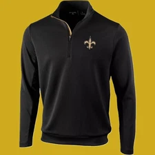 New Orleans Saints Men's Antigua Vanquish Quarter-Zip Pullover - New
