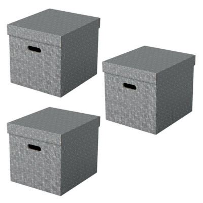 Esselte 628289 3x Home Aufbewahrungsboxen 33,0 l grau 32,0 x 36,5 x 31,5 cm