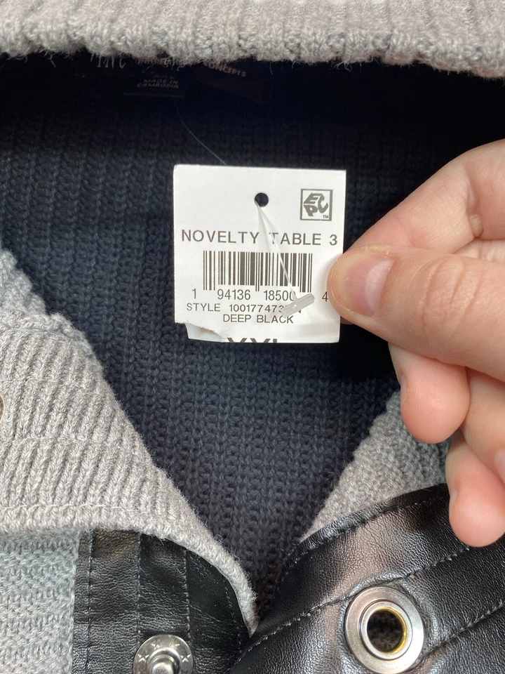 Suéter INC Para Hombres XXL 2XL Negro Bloque de Color Botón a Presión Pullover Informal Gorpcore Foto 4 de 4