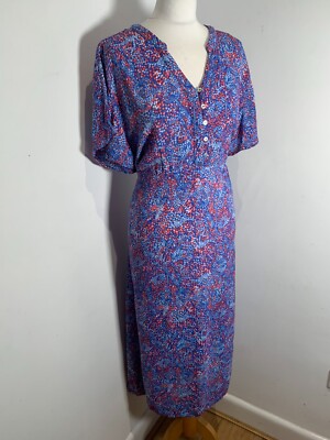 Adini pattern print Dress Size M blue pink tie back A line