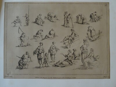DUNKER (1746-1807) ENGRAVING 19TH CENTURY GENRE SCENE STUDY OLD CRAFTS HUQUIER h