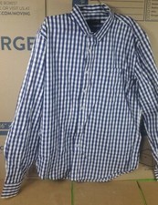 USA La Sorella white blue striped Men's dress shirt size XXL New no tag