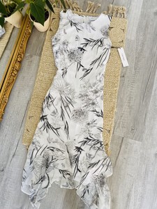 calvin klein floral high low dress