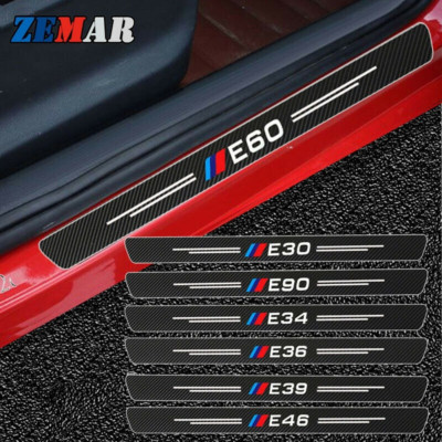 4*Carbon Fiber Car Door Sill Sticker Threshold Strip For BMW M Power Performance
