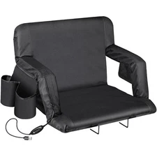 25" Wide Heated Stadium Seats for Bleachers w/Back Support Folding Stadium Chair
