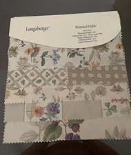 Longaberger Fabric Samples Botanical Fields Collection 6 Samples New
