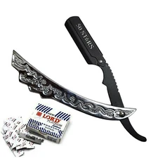 100 BLADES + CLASSIC STAINLESS STEEL BARBER RAZOR STRAIGHT EDGE SALON SHAVETTE