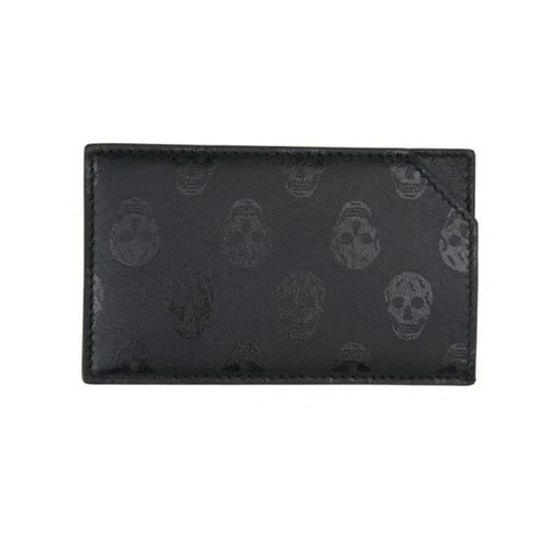 NIB ALEXANDER MCQUEEN Black Skull Print Slim Card Hold - Picture 4 of 8