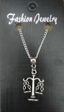 Scales of Justice Pendant Necklace 18 or 24" Inch Chain Balance Libra JP Charm