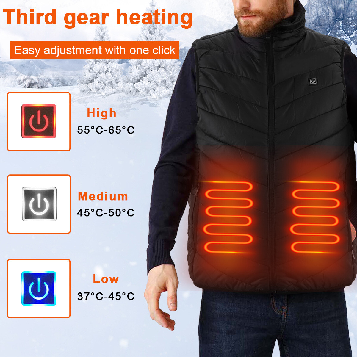 Electric USB Heated Vest Jacket Gilet Warm Up Heating Pad Body Warmer