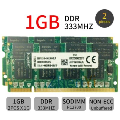 Für Kingston 2GB 2x 1GB PC1-2700 KVR333X64SC25/1G Laptop DDR1 SDRAM Speicher DE