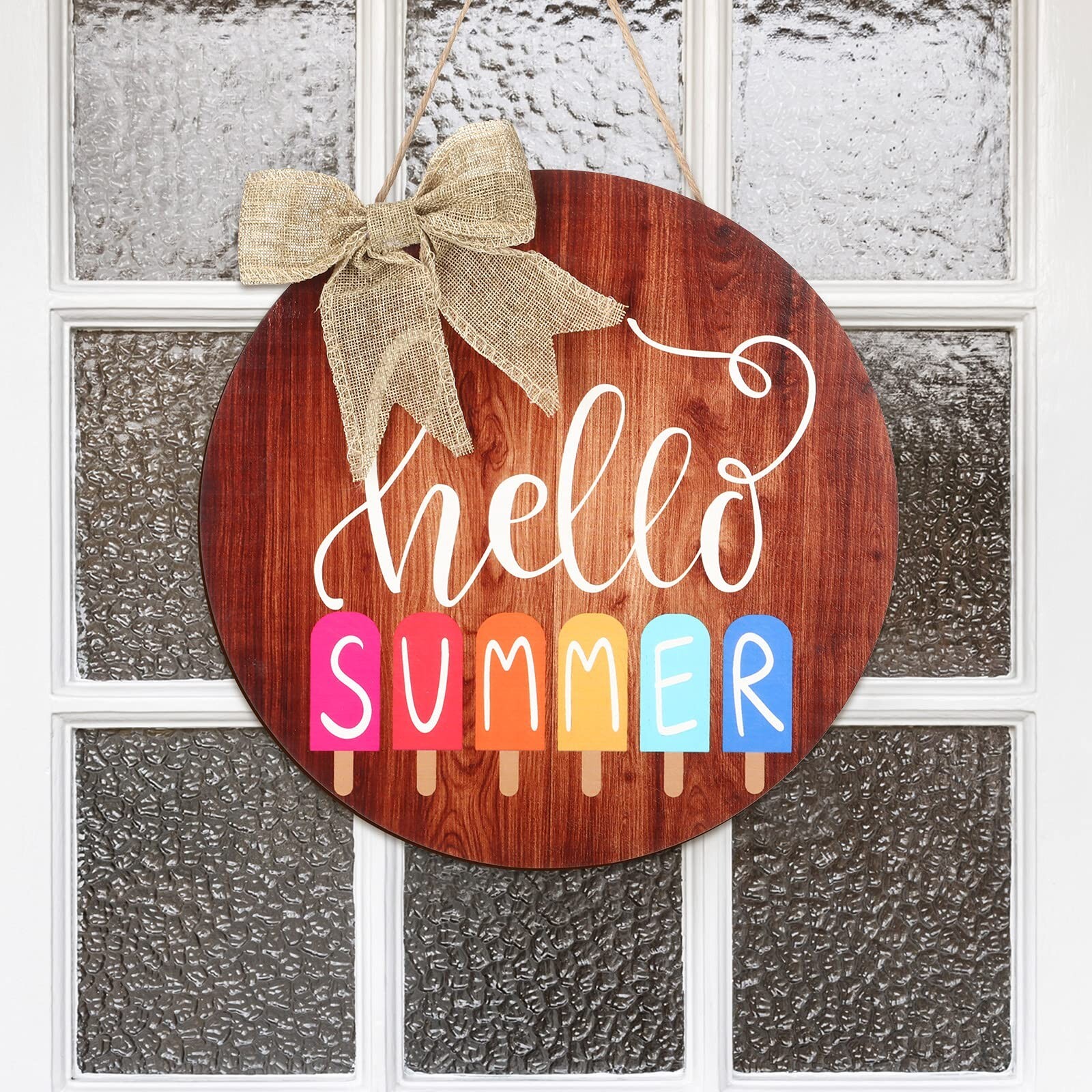 Vibrant 12x12 Inch Hello Summer Welcome Sign for Farmhouse Front Door Decor