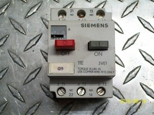 SIEMENS 3VE1015-2JU00 MOTOR STARTER PROTECTOR