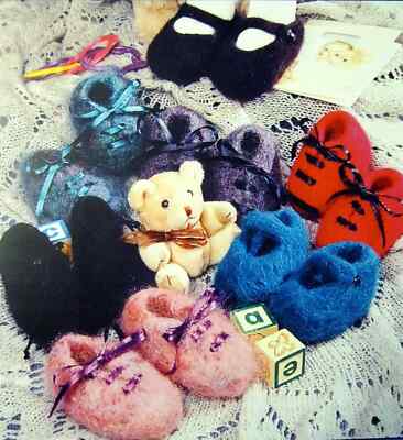 3 SIZES BABY SHOES to KNIT & FELT in DK or WORSTED WEIGHT YARN by FIBER TRENDS
