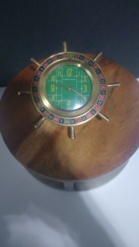 Roulette Wheel Brass German Desktop Clock w/ Alarm by Pinney-Walker Clock Works! - Picture 1 of 4