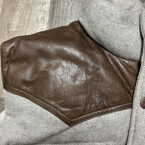 Penfield Vest Mens Medium Down Puffer Leather Trim Wool Trailwear Herringbone - Picture 7 of 14