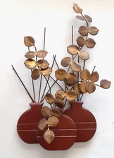 Mid Century - Still Life - Brass Plants Wood Pots - Southwest Cottage Art Decor