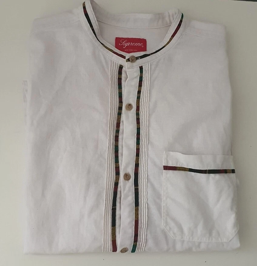 SS18 Supreme Band S / S SHIRT Größe M Weiß Leinen Baumwolle Kurzärmelig