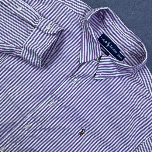 Ralph Lauren Shirt Mens XXL Pink Pinstripe Classic Oxford Button Up Flesh Pony