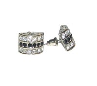 Big Bling Earrings Silver Tone Black & White 3 Rows Hip Hop Jewelry Earring Set Big Bling Earrings Silver Tone Black & White 3 Rows Hip Hop Jewelry Earring Set