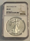2012 Silver Eagle Dollar $1 - NGC MS 69