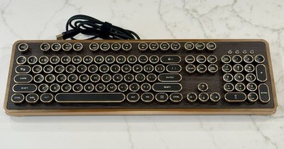 RK104 Retro Mechanical Typewriter Keyboard, Wired Full-Size 104 Circle Keys.