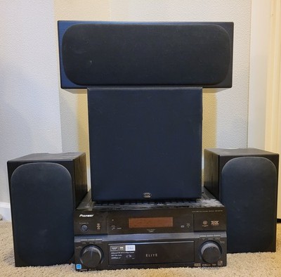 Pioneer Sound System with 3 Black Speakers and Subwoofer. Lightly Used