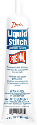 Original Liquid Stitch Fabric Glue, 4 Oz (118 Ml) - Permanent No-Sew Adhesive fo
